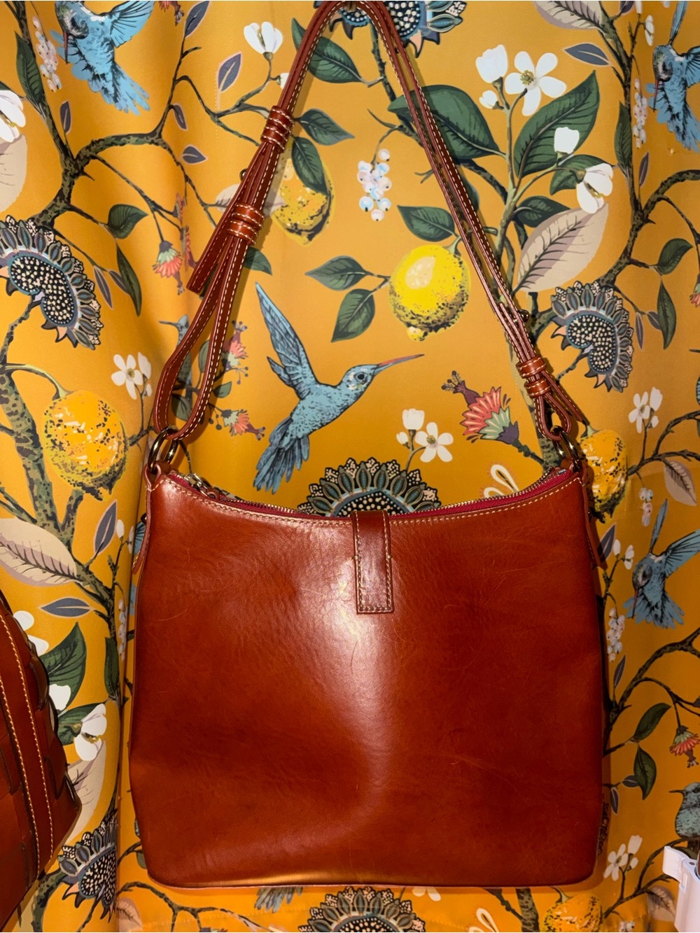 Dooney And Bourke Toscana Florentine Cognac Turnlock Hobo Purse - Picture 3 of 13